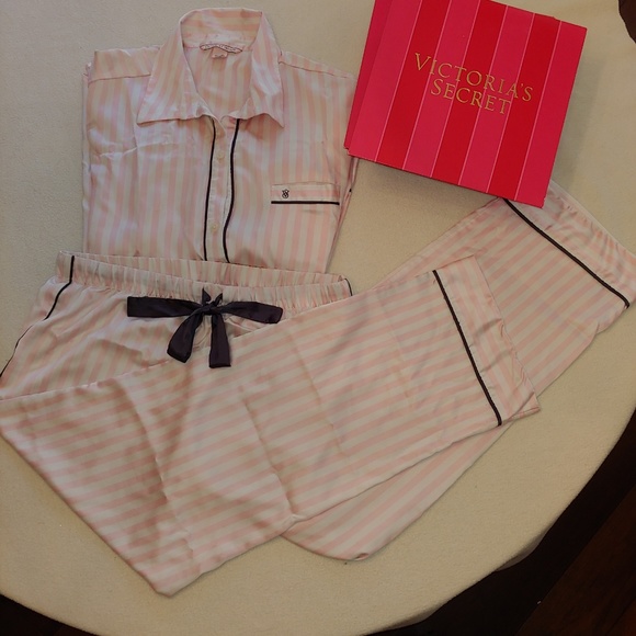 Victoria's Secret Other - Classic VS pink and white pajamas (REDUCED PRICE)